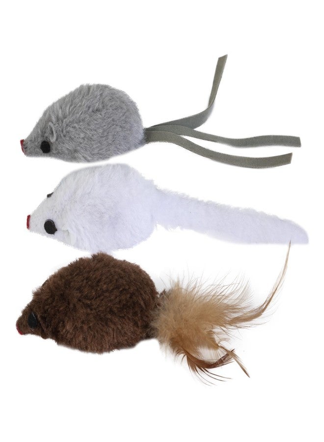 بت زون مجموعة ألعاب القطط من بيت زون، ثلاث قطع على شكل فئران | ألعاب فئران متعددة الملمس ومغطاة بالريش للقطط | ألعاب صيد تفاعلية للضرب والمطاردة والتمرين - Image 2